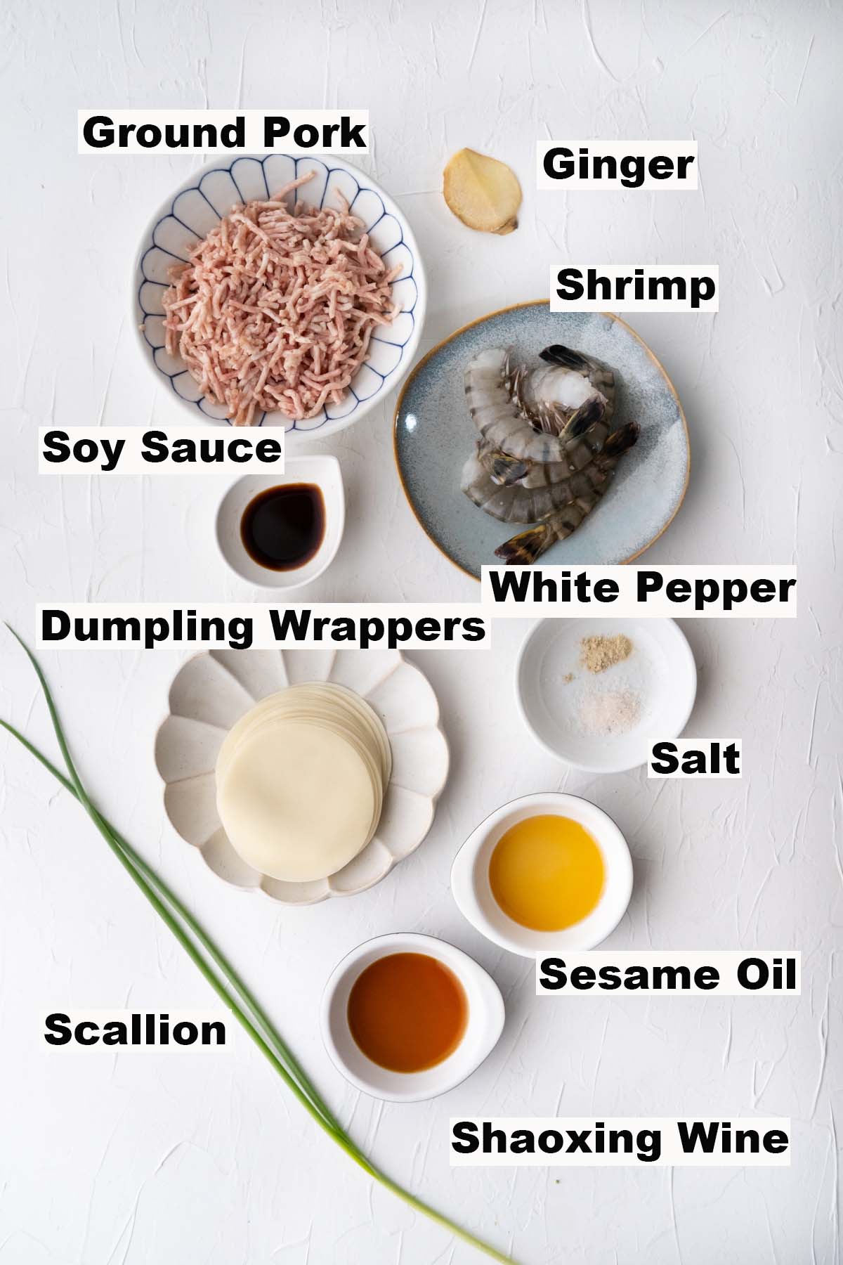 Steamed dumplings ingredients. 