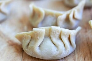 Gyoza wrapped with gyoza wrapper.