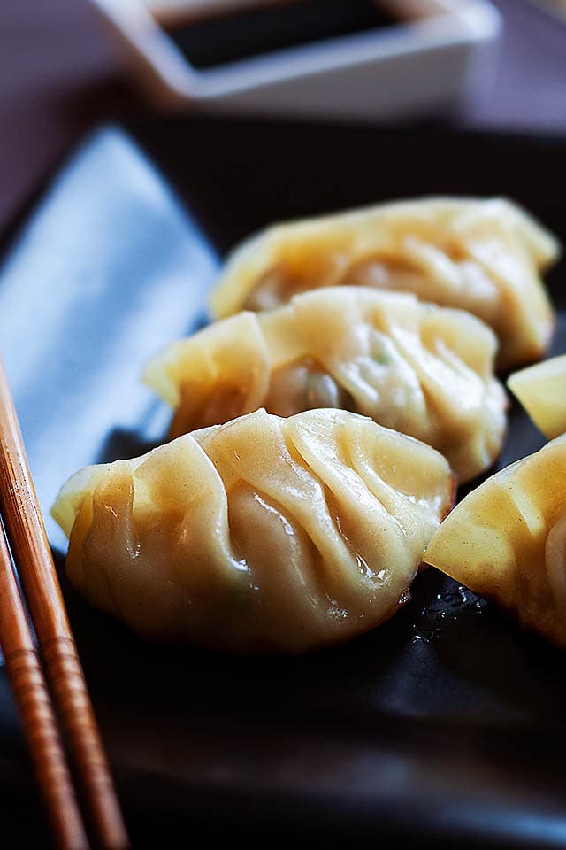 Gyoza recipe made of ground pork, vegetable and gyoza wrapper.