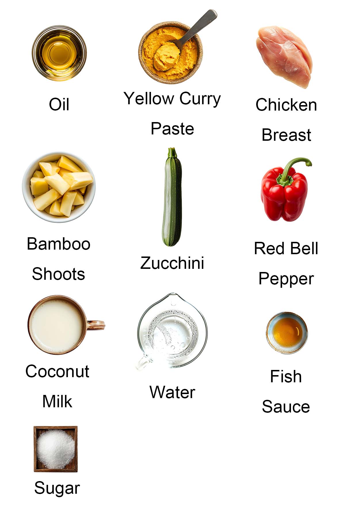 Ingredients for yellow curry.