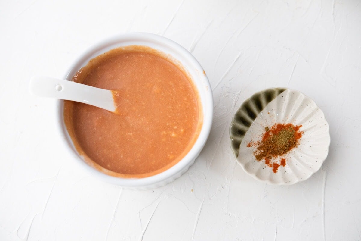 Spicy tomato sauce in a bowl. 