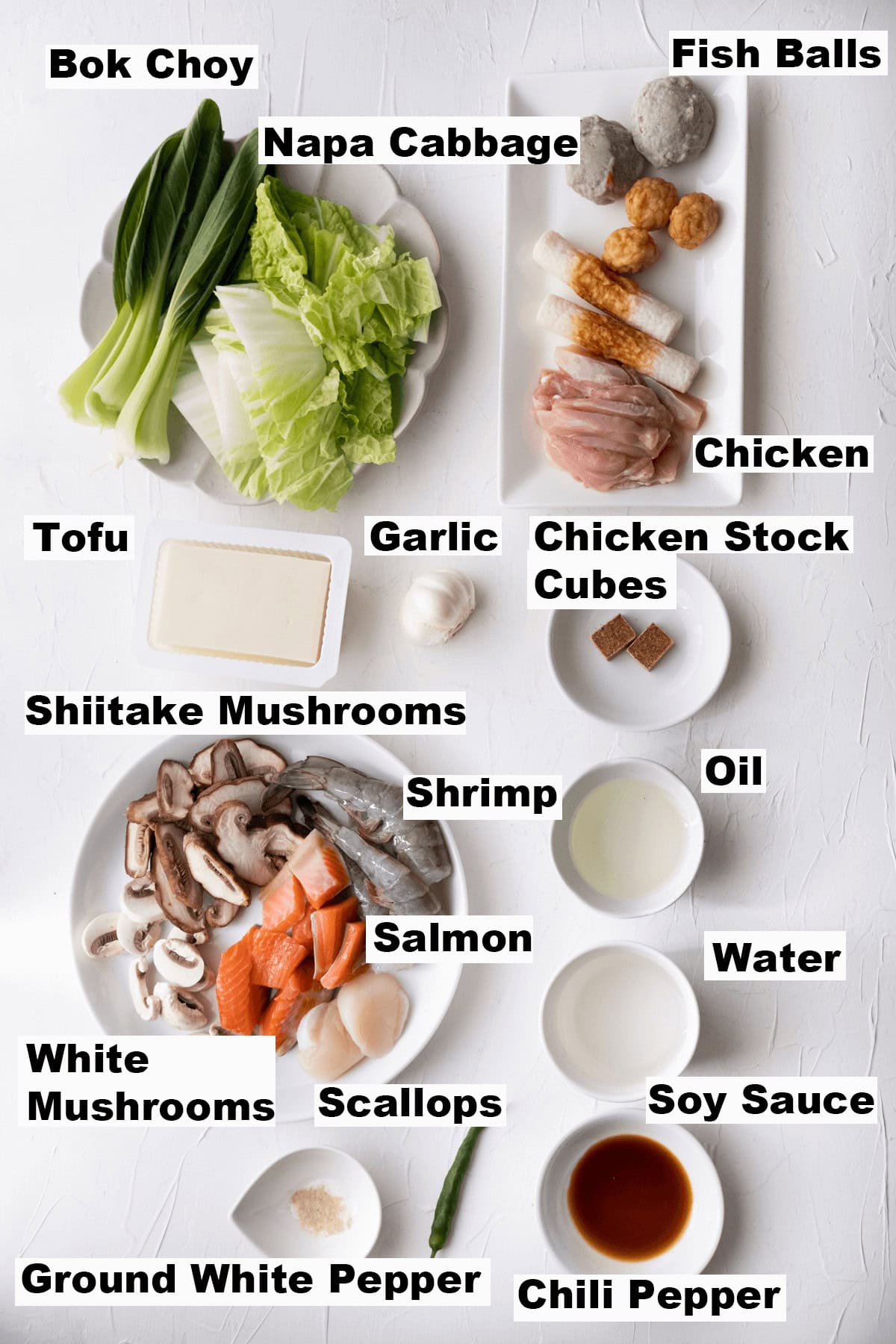 Chinese hot pot ingredients. 