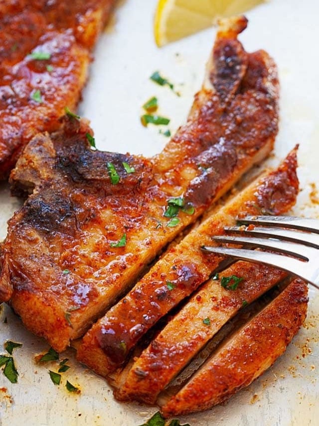 Juicy baked pork chop recipe.