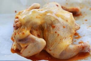 Marinating a cornish game hen