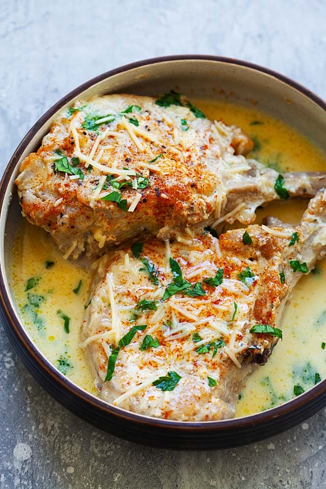 Pork chops in Instant Pot.