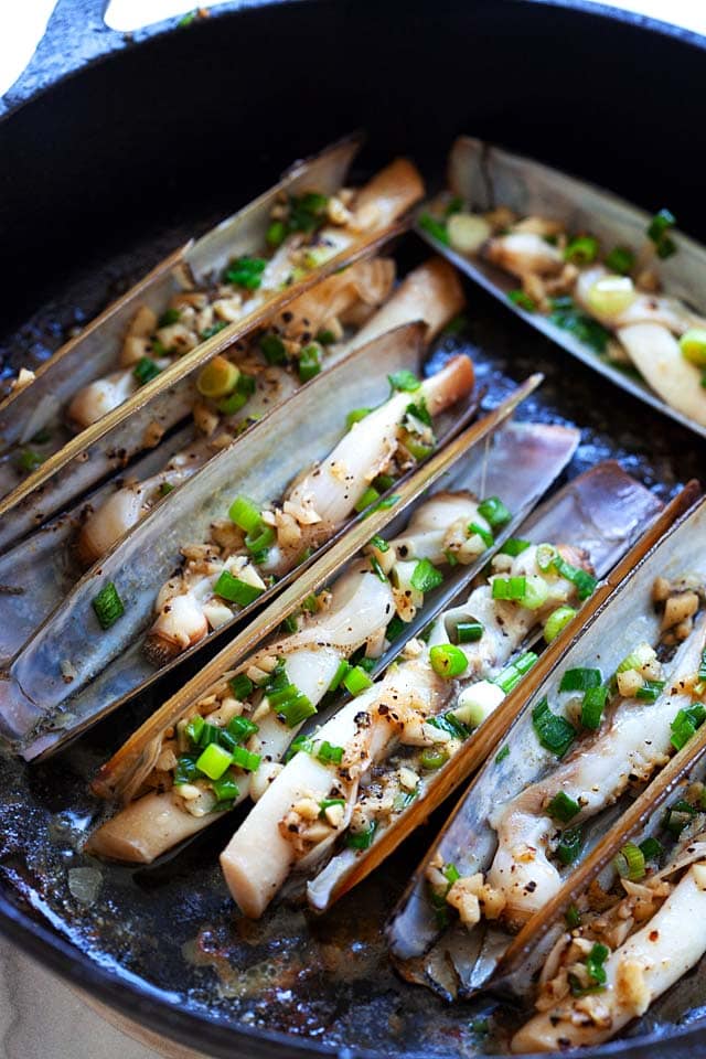 Razor clam, ready to serve.