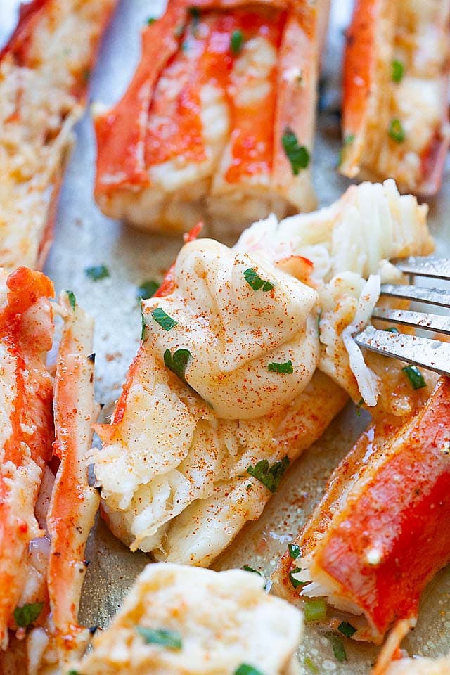 King crab recipe with Sriracha lemon butter.