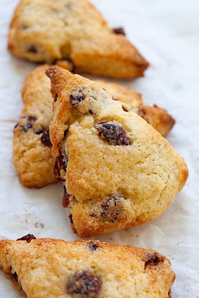 Cranberry scone recipe with dried cranberries.