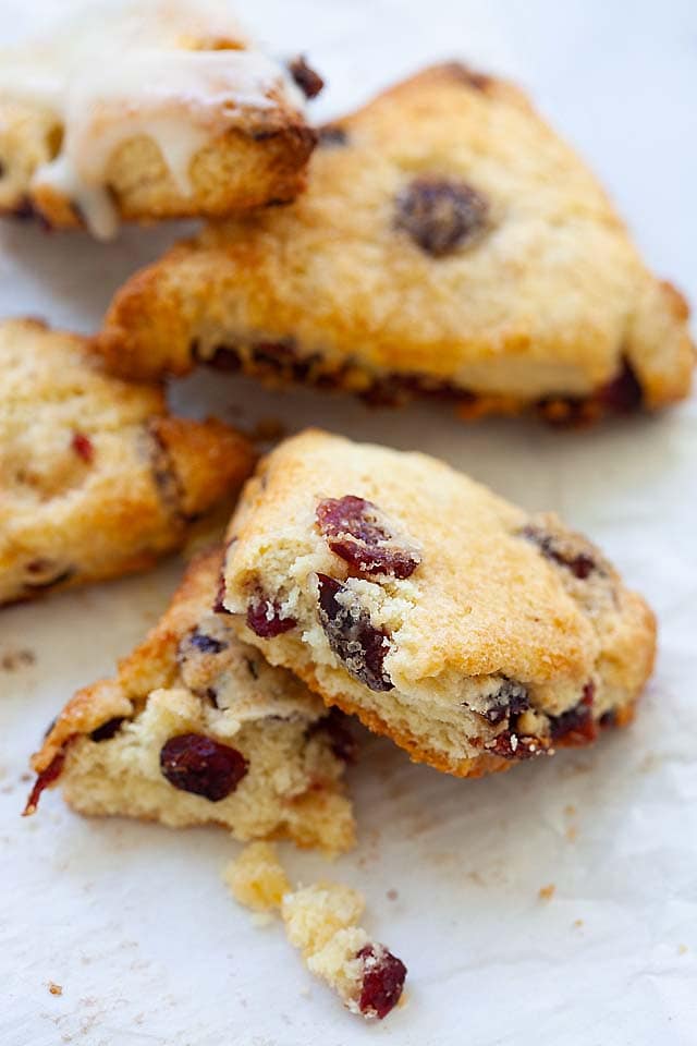 Moist cranberry scones.