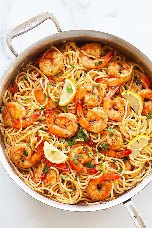 One of the best shrimp pasta recipes ever, easy, healthy, spicy and tasty.