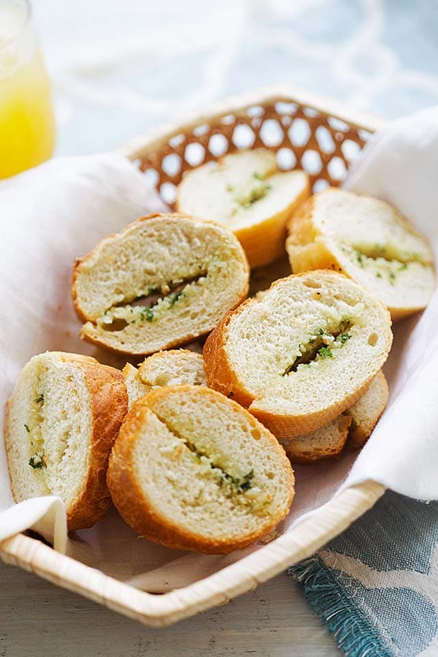 Garlic bread homemade from scratch with simple ingredients. 