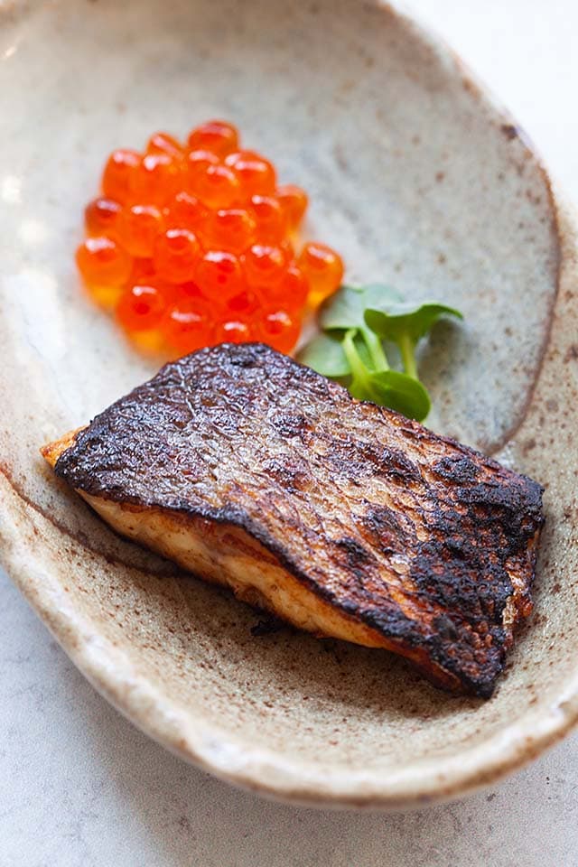 Grilled Branzino filet.