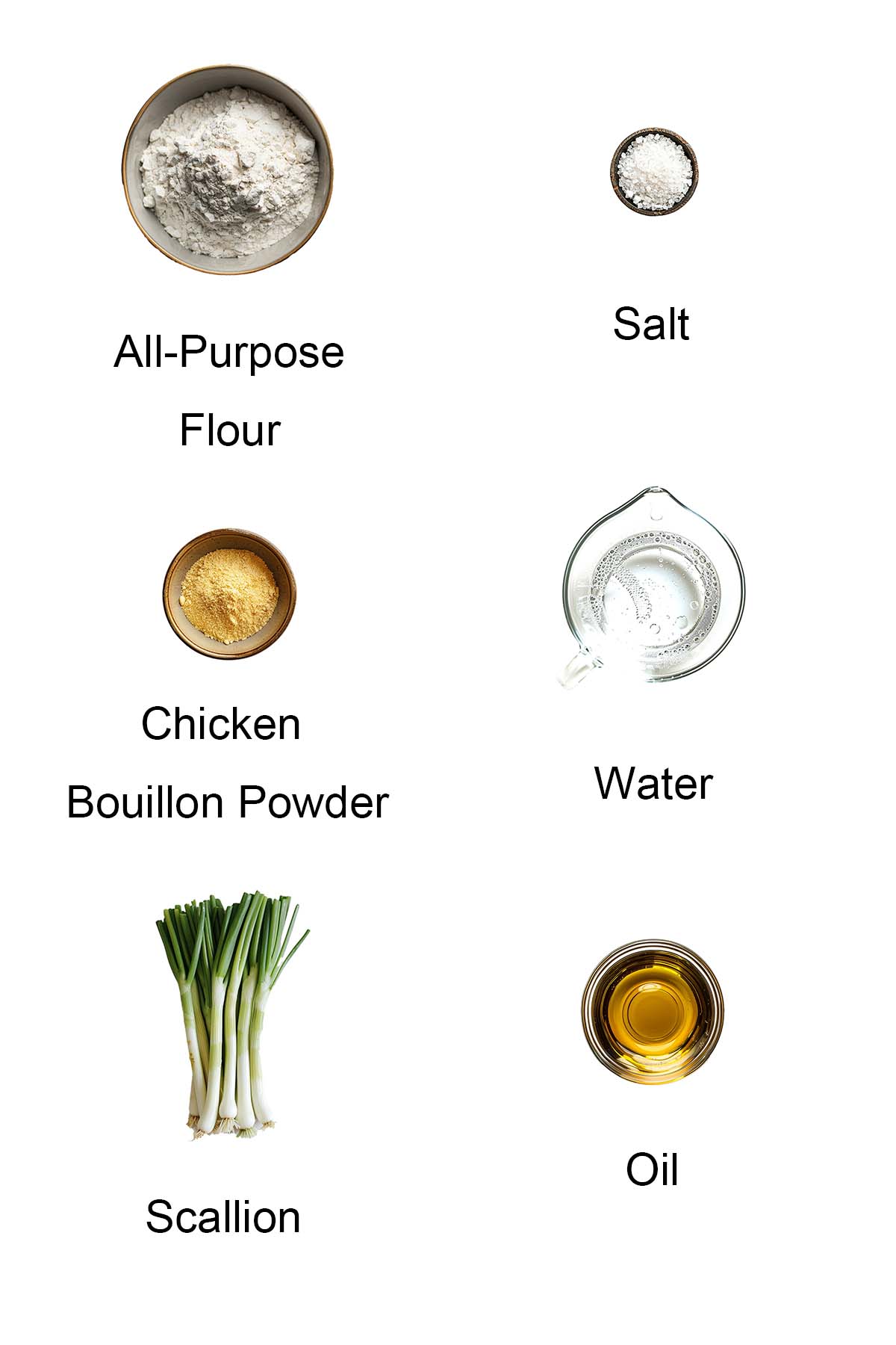 Ingredients for scallion pancakes.