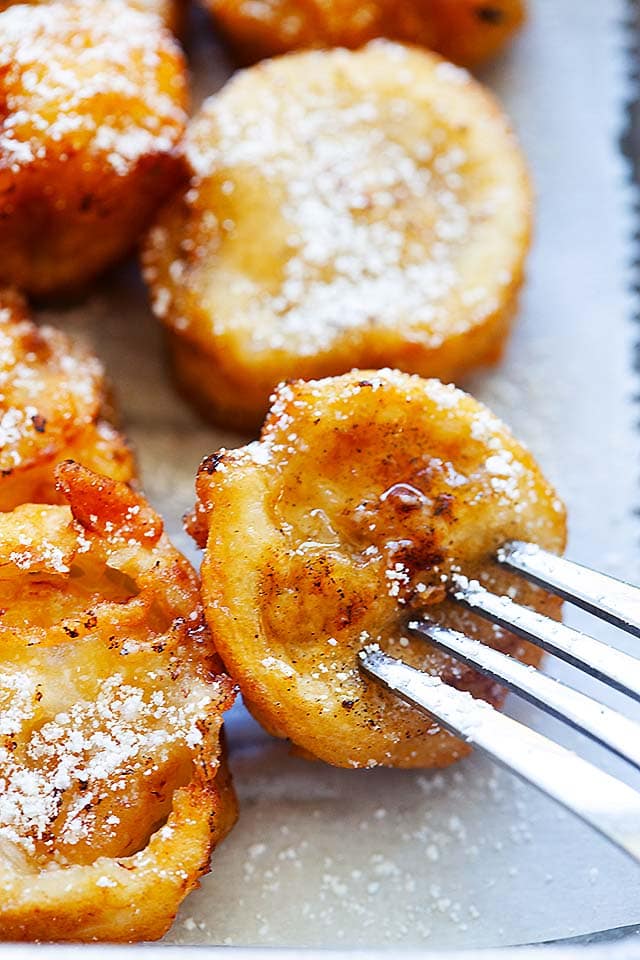 Fried bananas recipe with sliced bananas and frying batter.