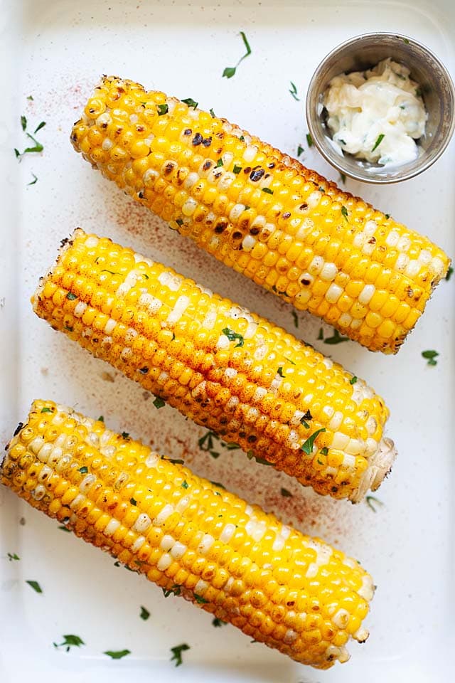 Fresh corn grill with marinade.