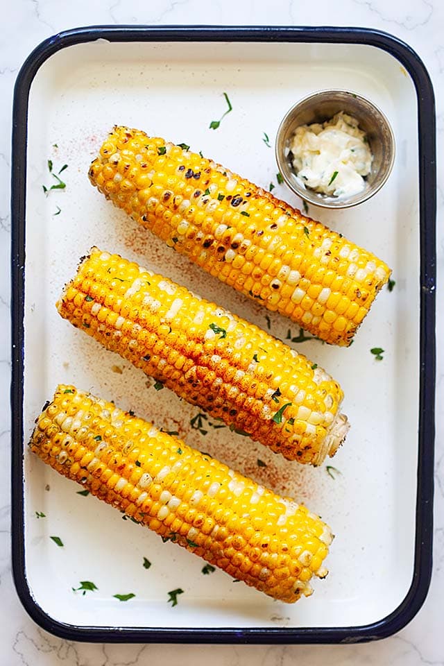 Easy grilled corn on the grill. 