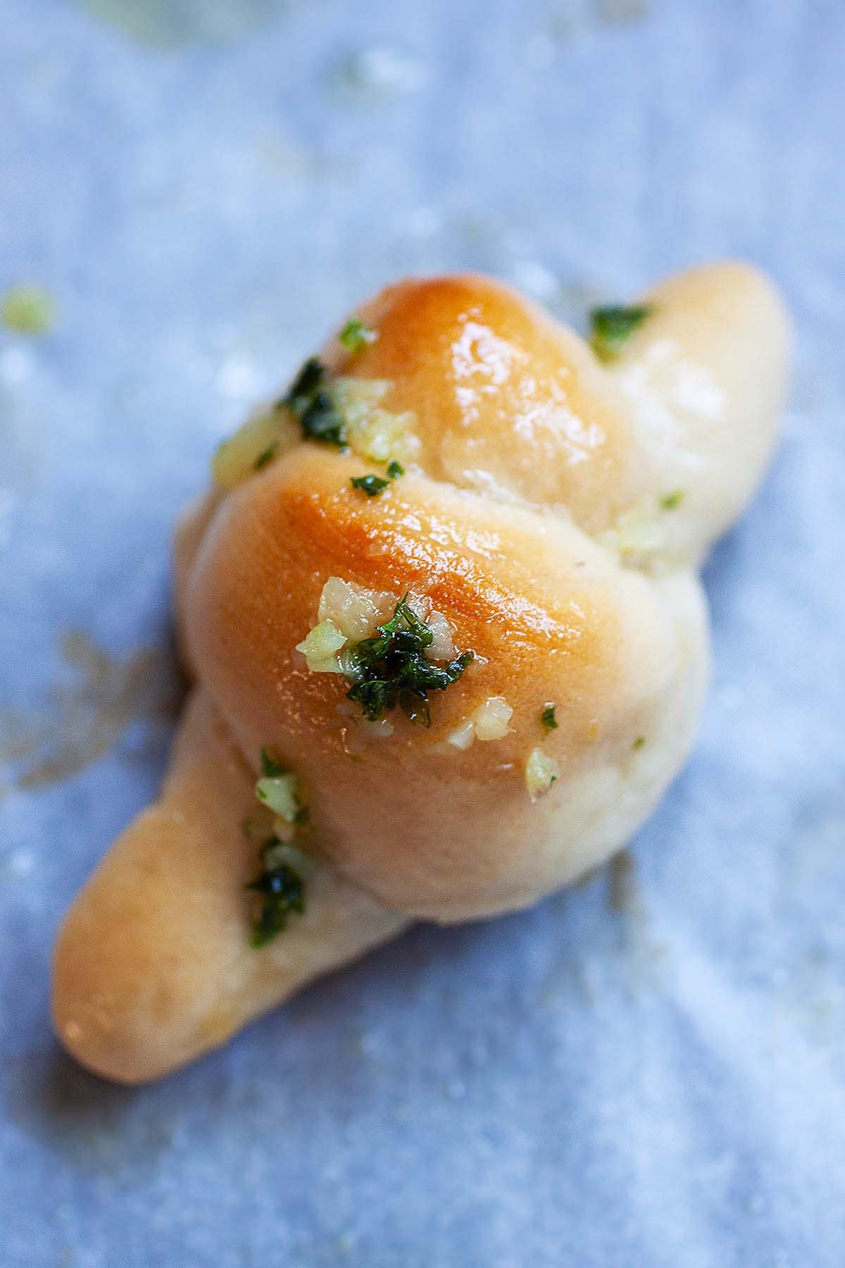 Homemade garlic knots recipe with frozen pizza dough.