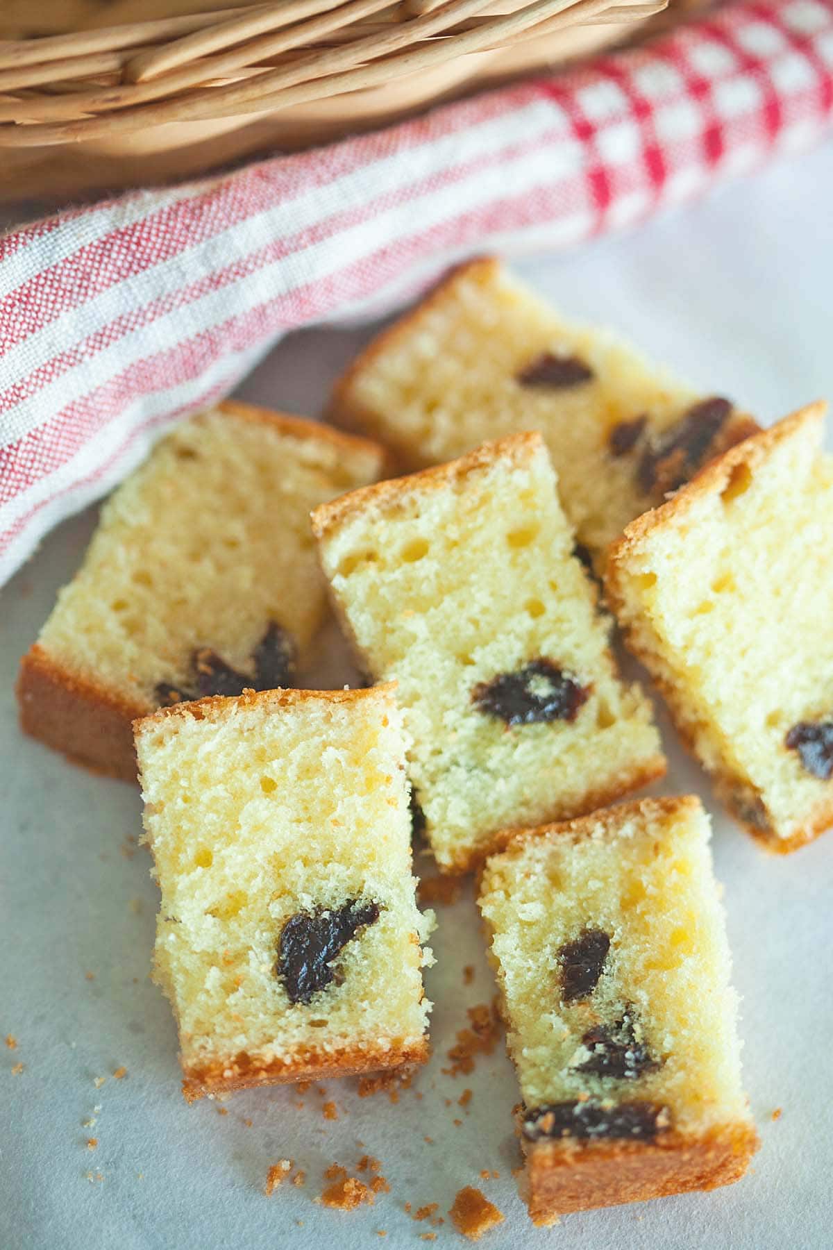 Brandy butter cake with splashes of brandy plus dried prunes. 