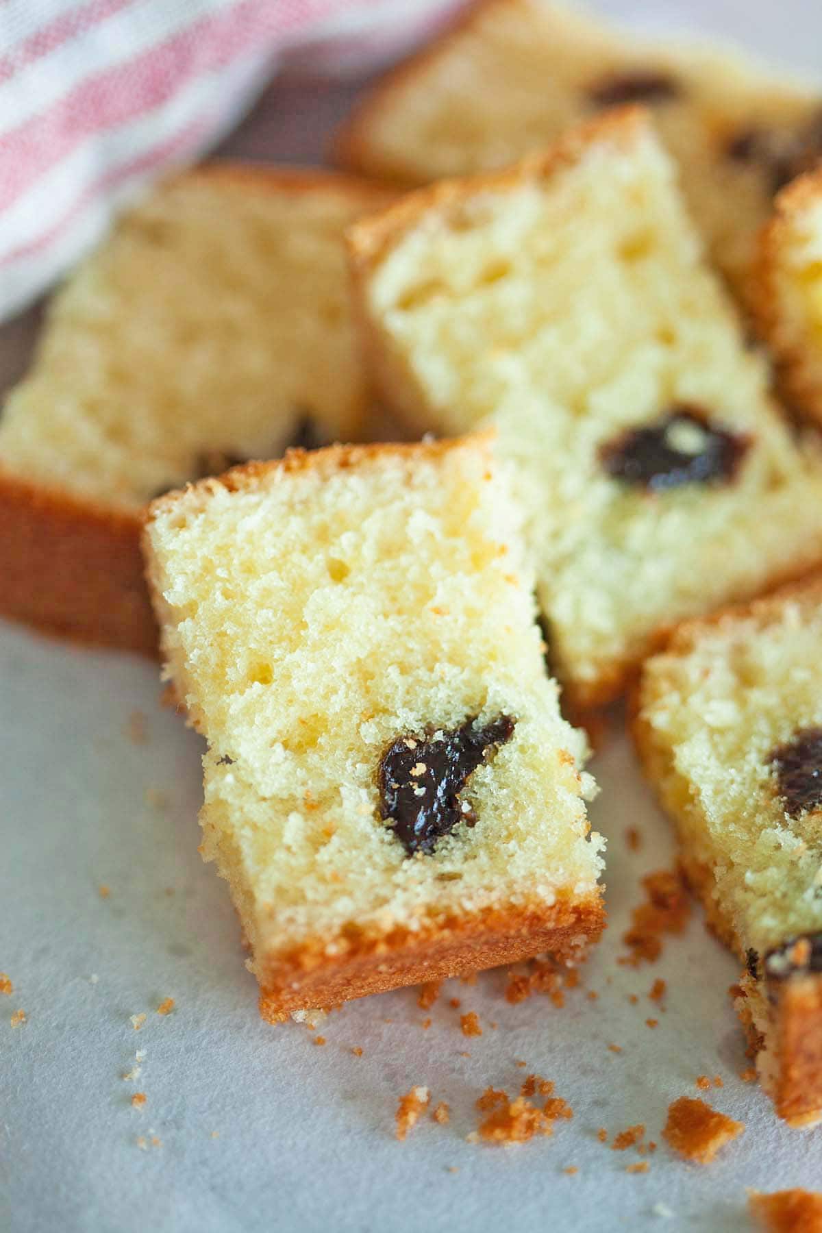 Brandy butter cake with prunes, ready to serve.