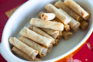 Mini Spring Rolls With Chicken Floss