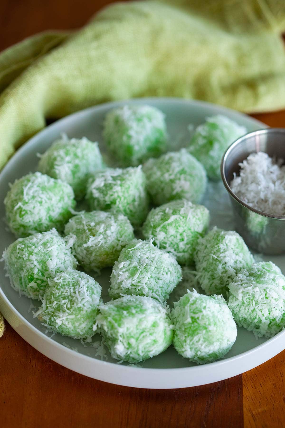 Onde-onde filled with “Gula Melaka” or palm sugar.