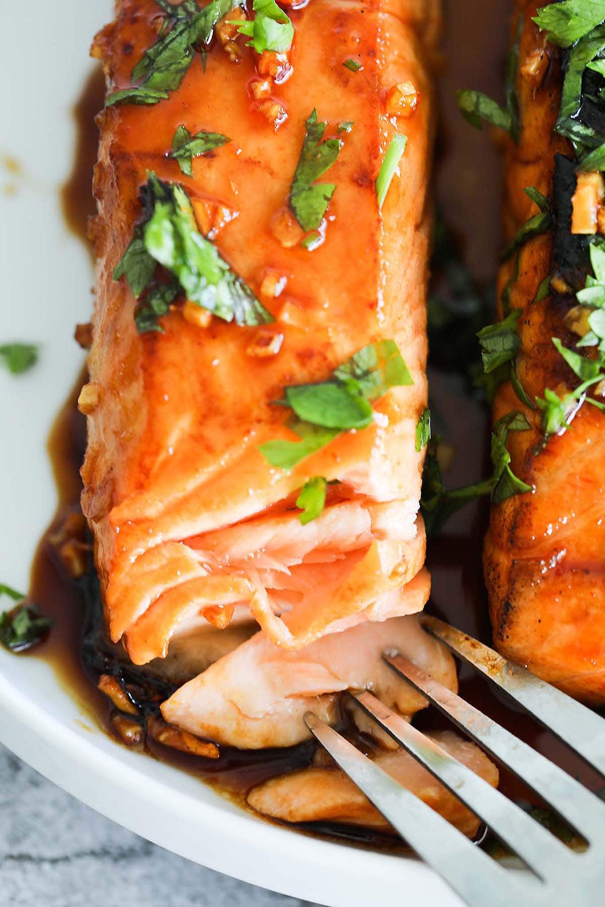 Salmon glaze coating on honey glazed salmon recipe.