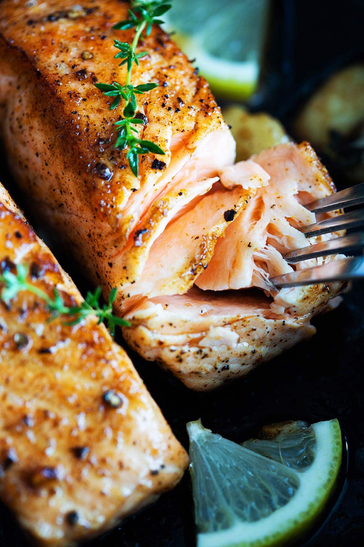 Salmon pan-seared dish, expertly cooked and visually appealing, ready to be enjoyed.