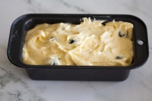 Blueberry pound cake batter