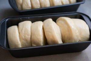 Egg wash the dough for condensed Milk Bread