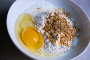 Mix the batter ingredients in a bowl.