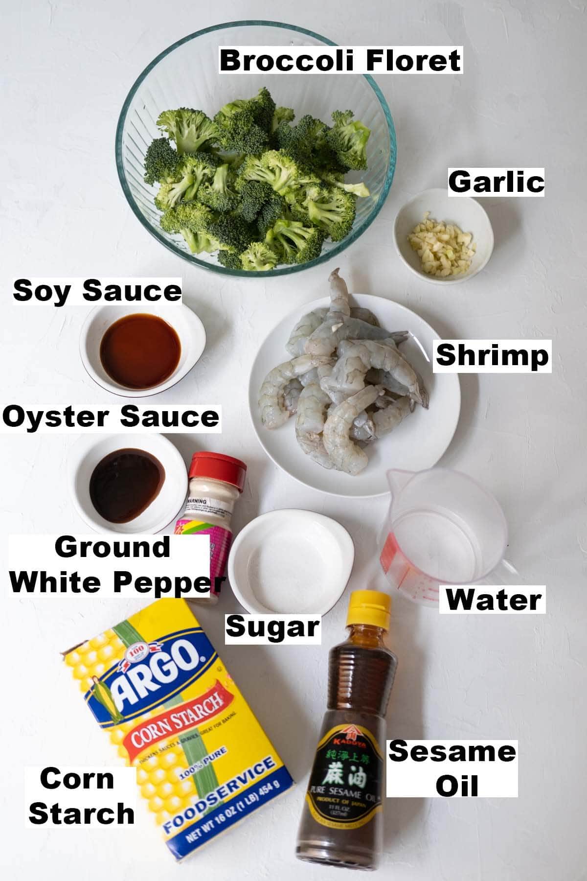 Ingredients for shrimp and broccoli recipe. 