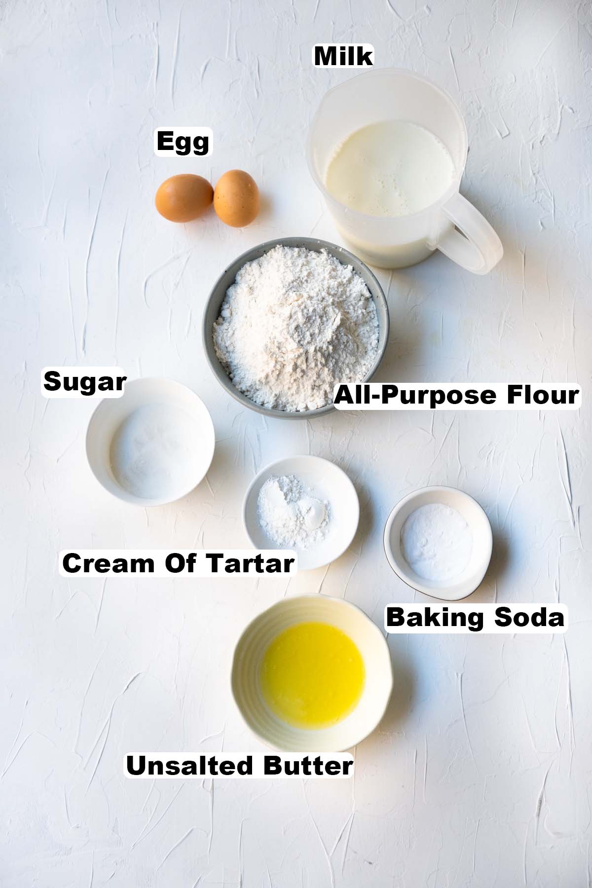 Ingredients for Queen Elizabeth II's drop scones recipe.