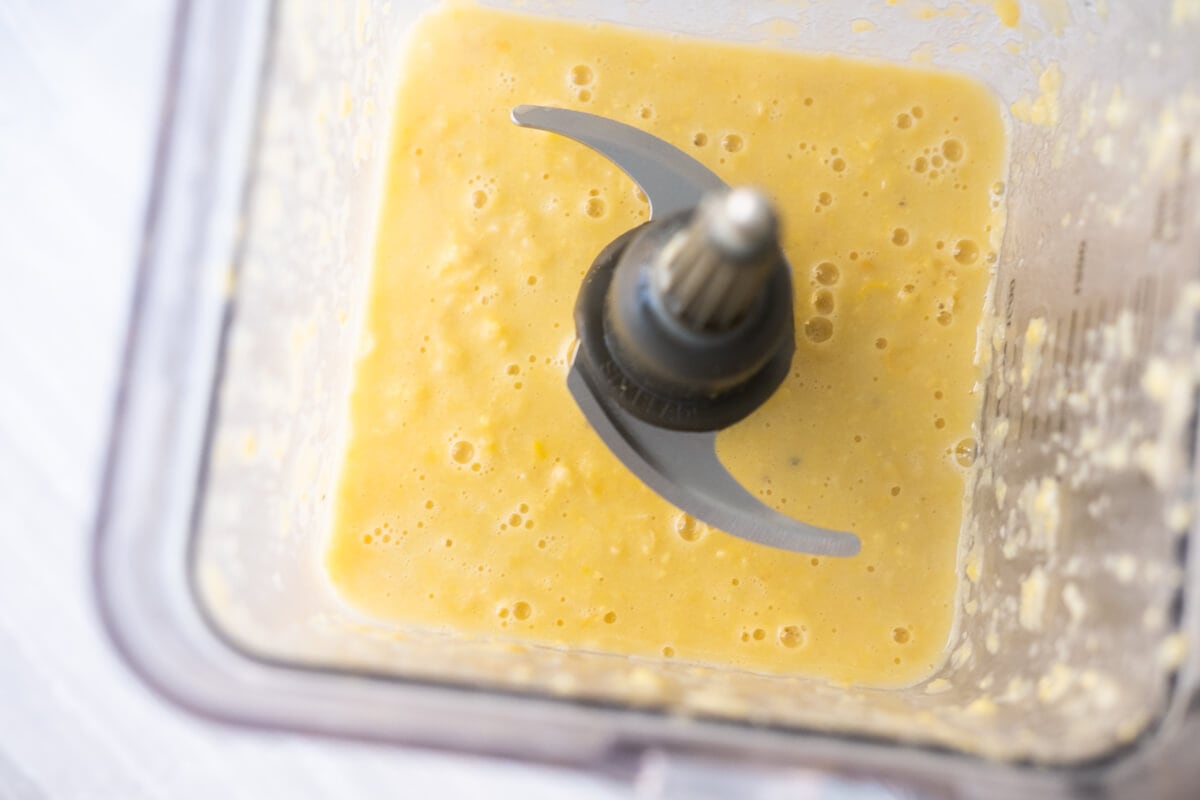 Soup blending in a blender.