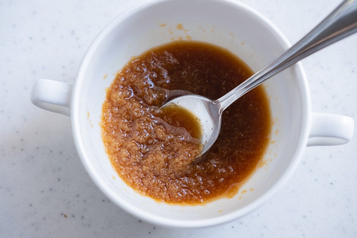 Ginger sauce in a small bowl. 