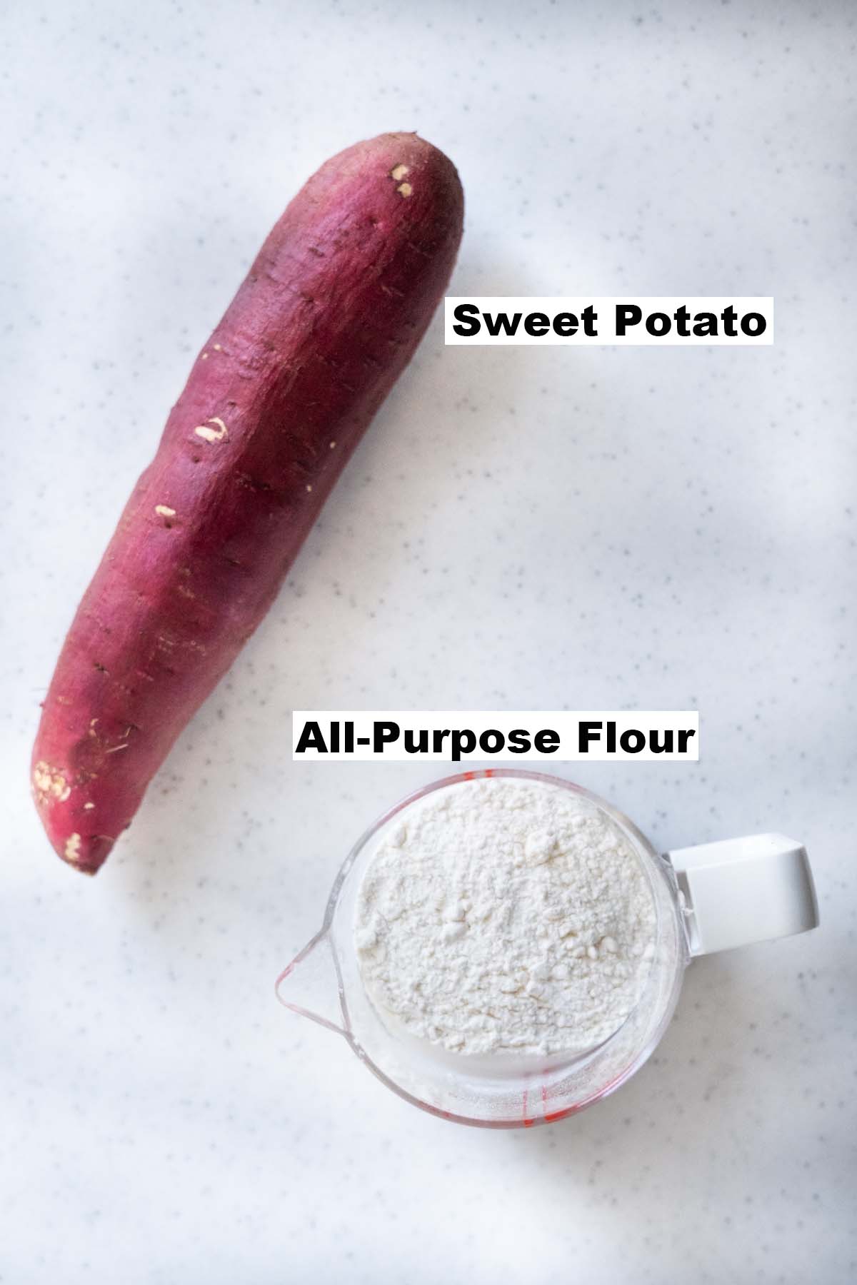 Ingredients for sweet potato tortillas recipe. 