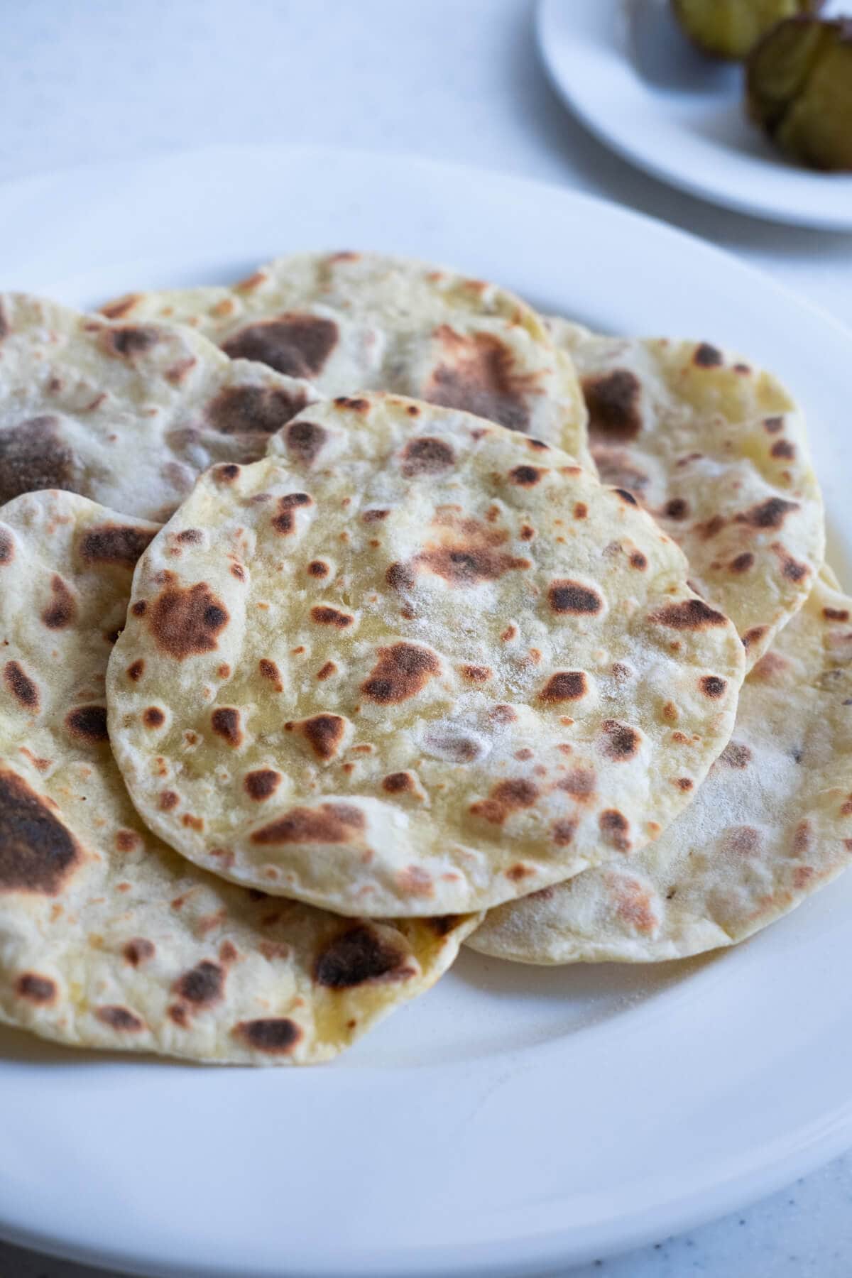 Soft and delicious sweet potato tortillas on a plate. 