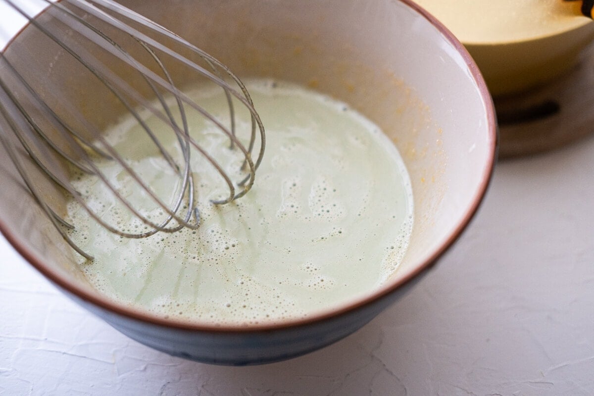 Whisk to combine egg and match cream mixture in a bowl. 