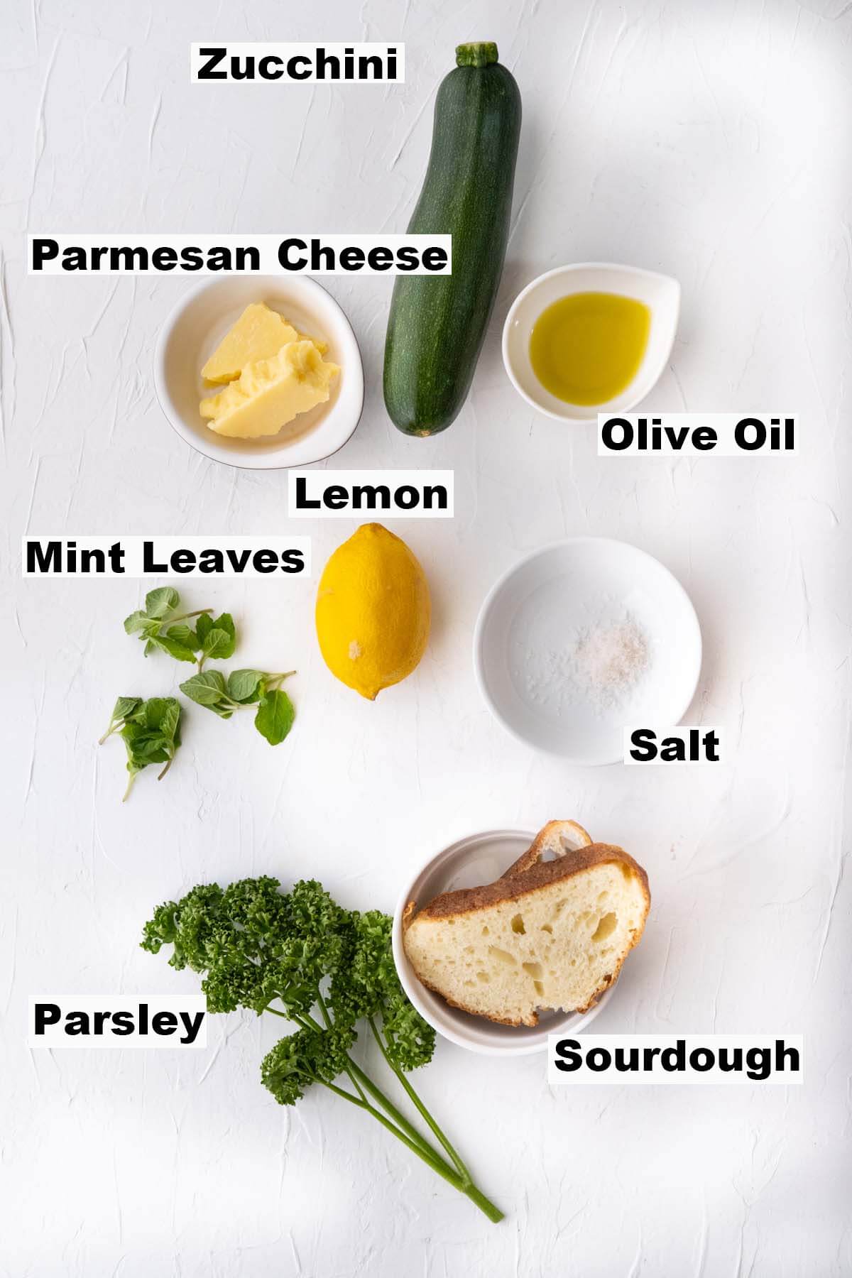 Ingredients for zucchini dip recipe. 