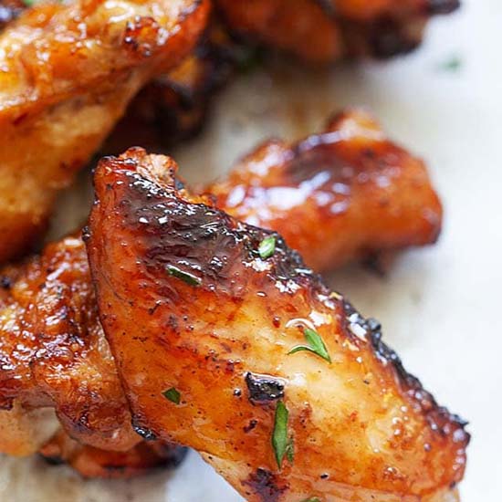 BBQ chicken wings. 