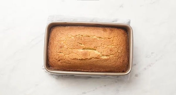 The butter cake after removing it from the oven. 