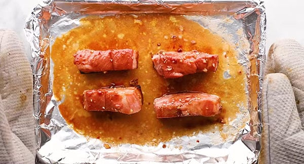 This image shows the Char Siu before going into the broiler.