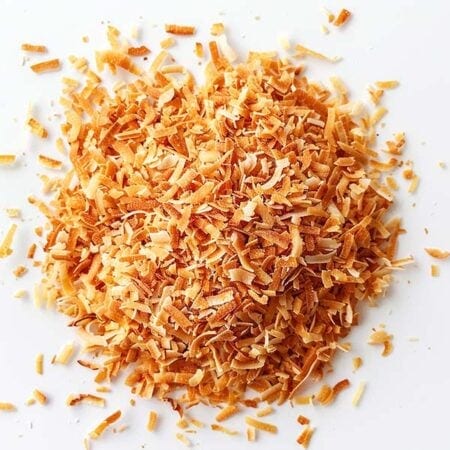 Kerisk or toasted shredded coconut, secret ingredient in beef rendang. 