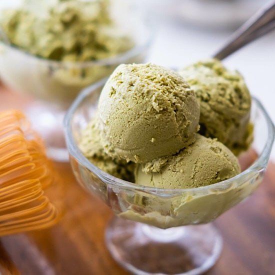 Delicious matcha ice cream served in a dessert cup. 