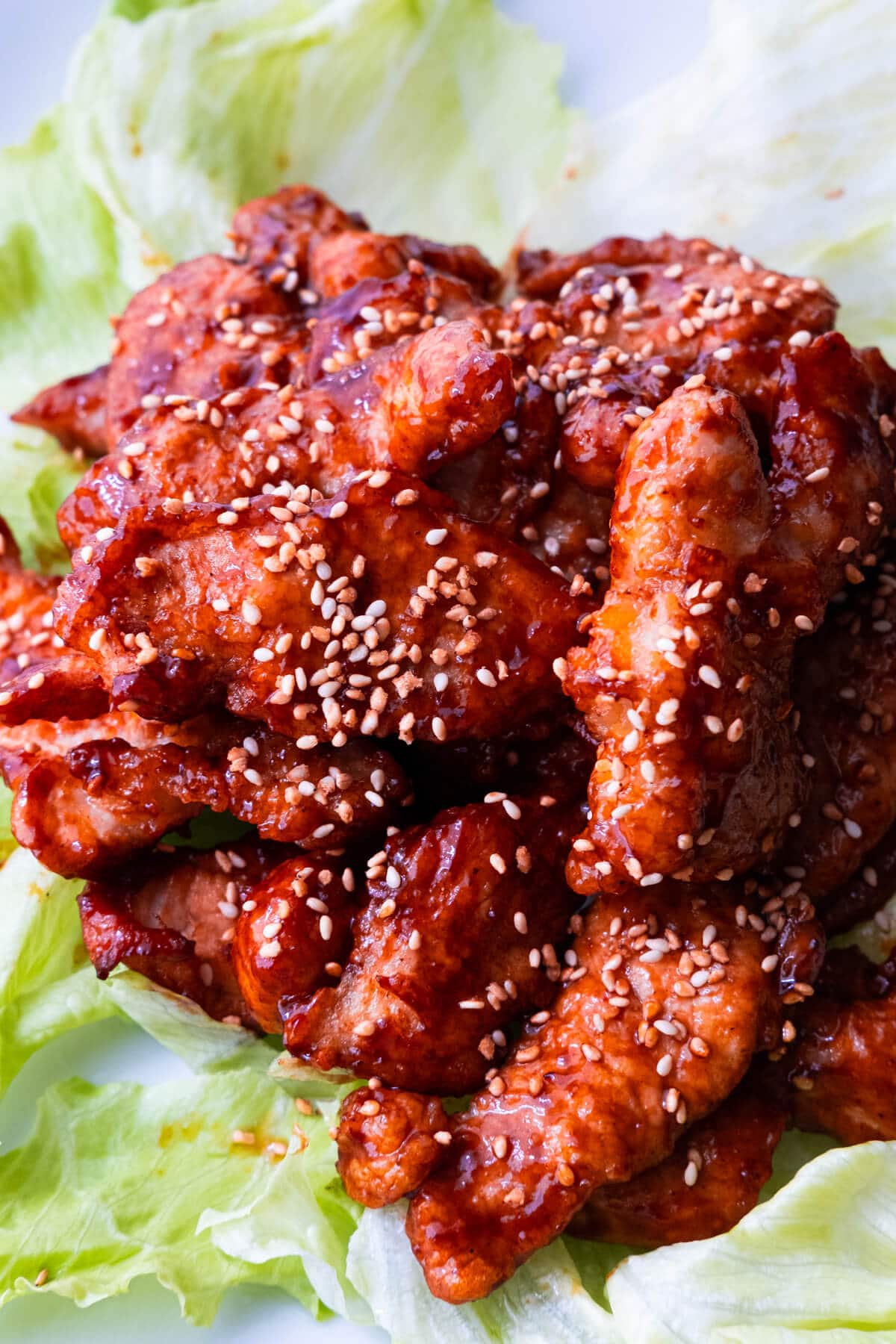  Chinese style pork chop garnished with sesame seeds.
