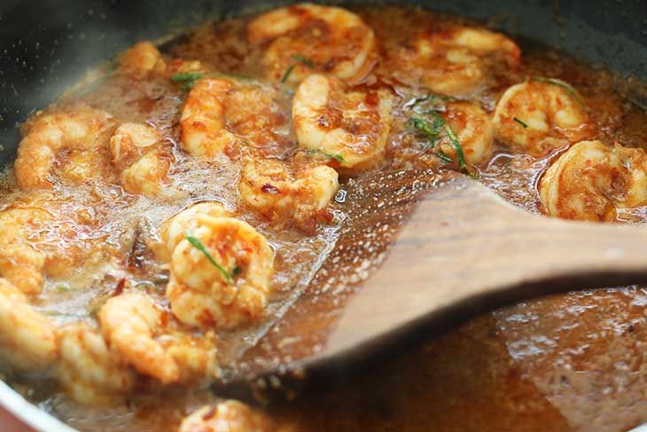 Adding water and the other ingredients to bring it to a boil and serve.