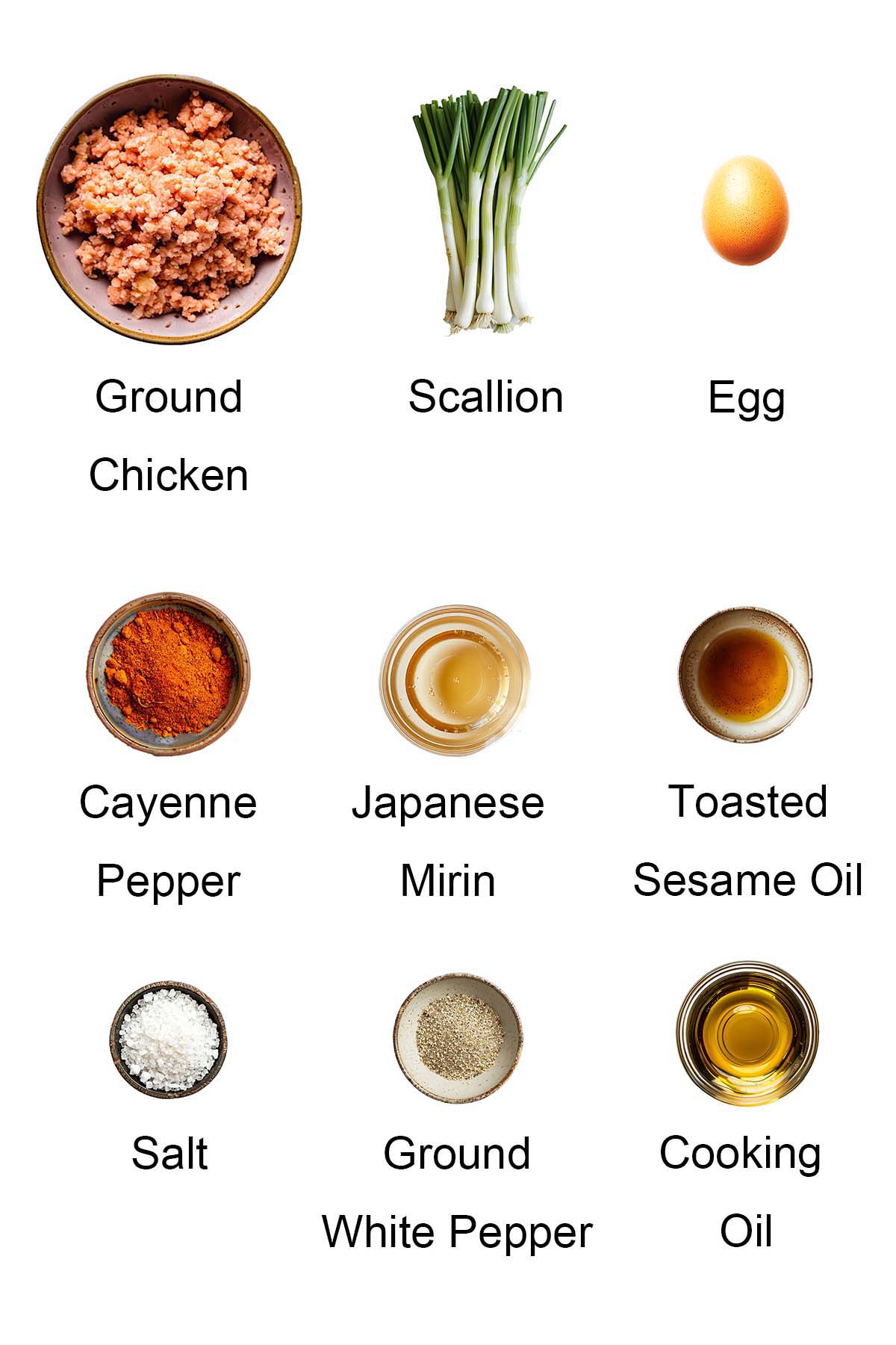 Ingredients for chicken patties. 