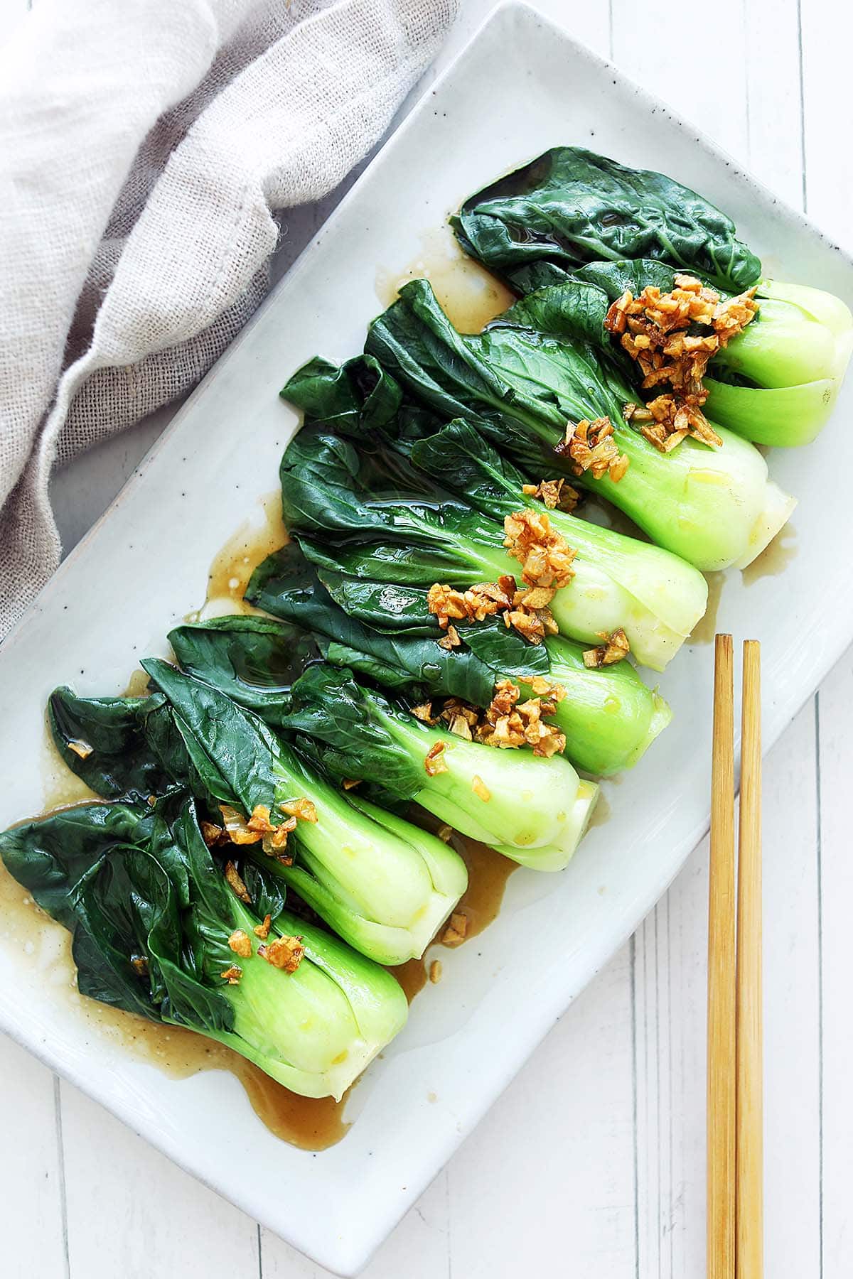 Chinese greens with and garlic  and oyster sauce. 