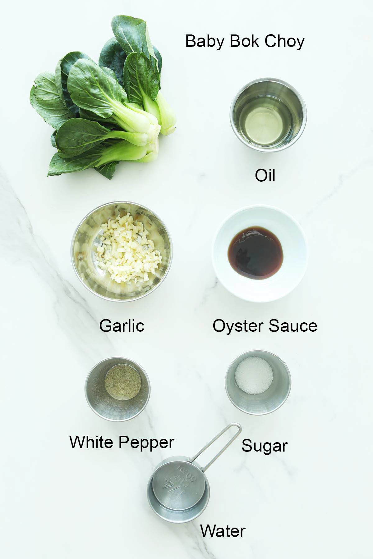 Chinese greens stir-fry ingredients