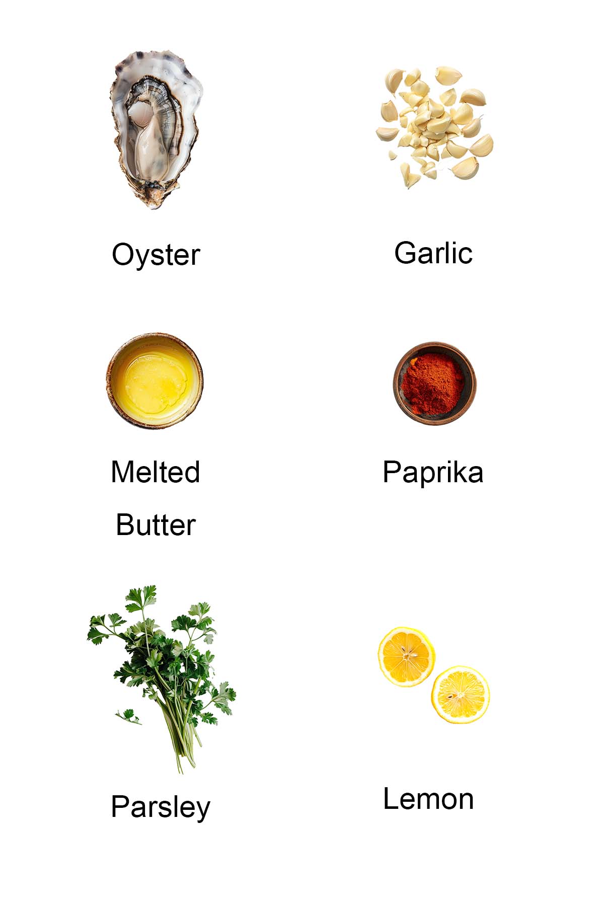 Ingredients for grilled oysters. 