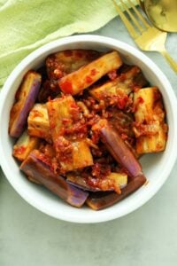 Spicy Sambal stir fried with eggplant.